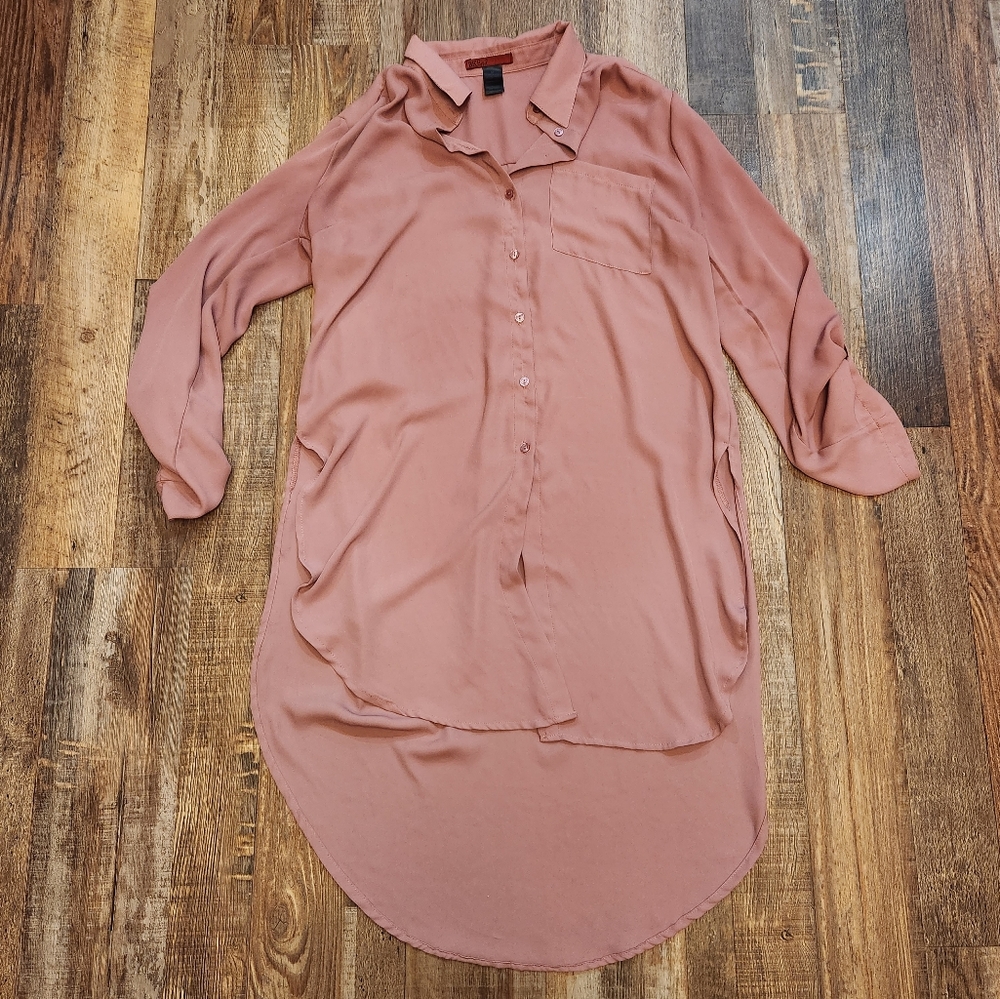 BKE Red Long Button Down Shirt